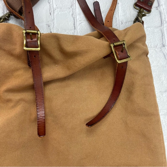 Canvas Tote Bag Men Women Messenger Crossbody Shoulder Large Bag Leather Straps - Picture 11 of 16